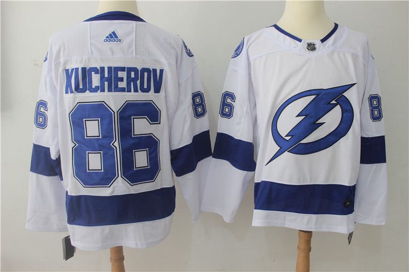 Men Tampa Bay Lightning #86  Kucherov white Adidas Hockey Stitched NHL Jerseys->tampa bay lightning->NHL Jersey